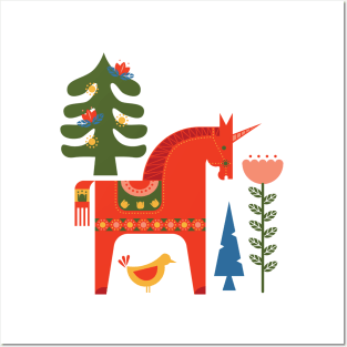 Scandinavian Inspired Christmas - Red + Green Posters and Art